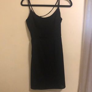 Straps black mini dress